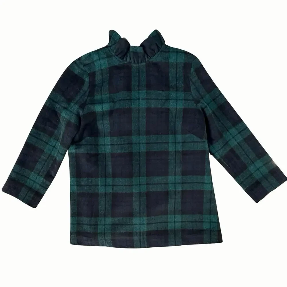 Tuckernuck Blackwatch Plaid Faye Blouse Plaid Wool Ruffle Bow Back Preppy SZ M - Picture 3 of 16